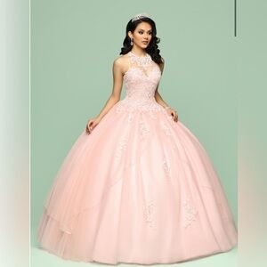 Pink Lace Quinceañera Gown